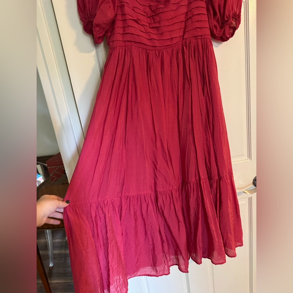 Abercrombie & Fitch Pink Emerson Smocked Puff Sleeve Maxi Dress Tall NWOT - Picture 5 of 8
